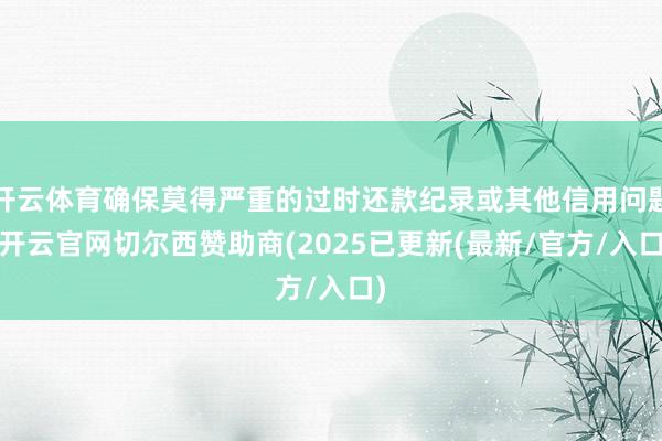 开云体育确保莫得严重的过时还款纪录或其他信用问题-开云官网切尔西赞助商(2025已更新(最新/官方/入口)
