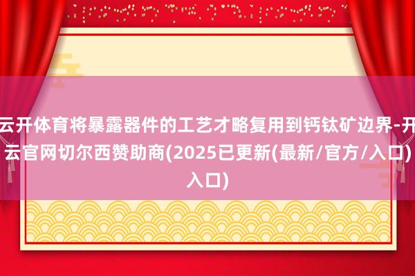 云开体育将暴露器件的工艺才略复用到钙钛矿边界-开云官网切尔西赞助商(2025已更新(最新/官方/入口)